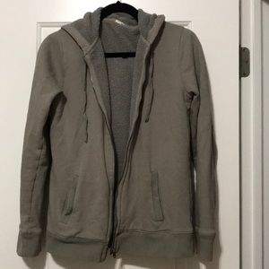 J Crew gray Sherpa lined zip hoodie